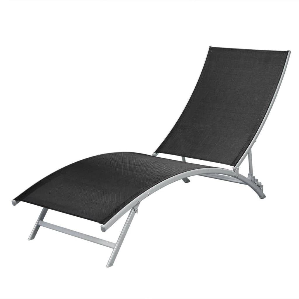 vidaXL Sonnenliege Stahl und Textilene Schwarz