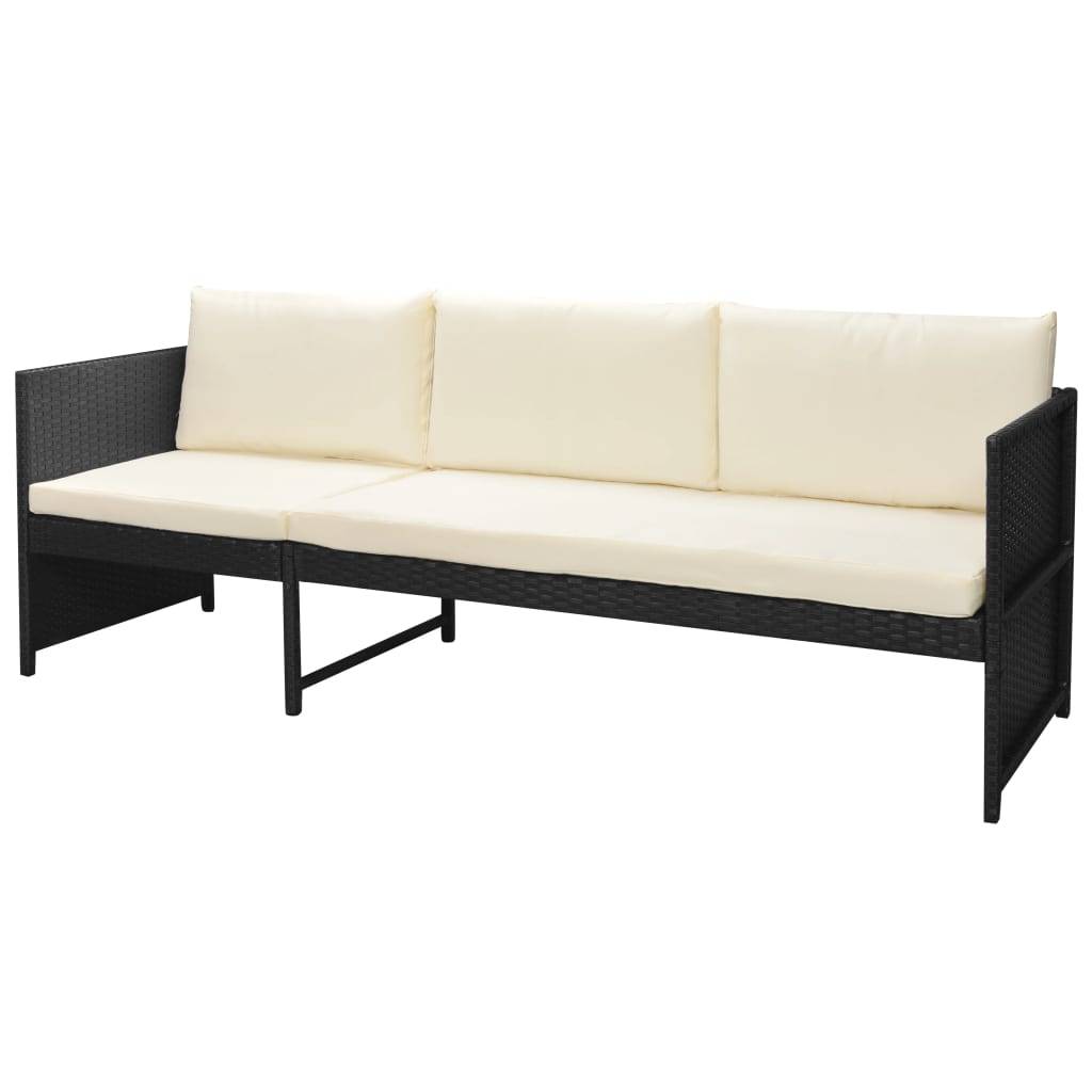 vidaXL 6-tlg. Garten-Lounge-Set mit Auflagen Poly Rattan Schwarz