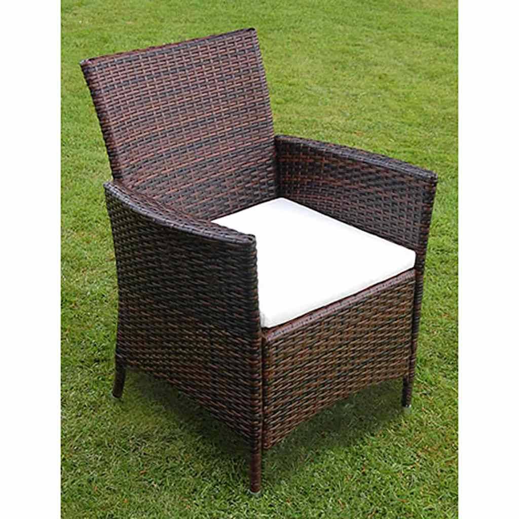 vidaXL 7-tlg. Garten-Essgruppe mit Auflagen Poly Rattan Braun