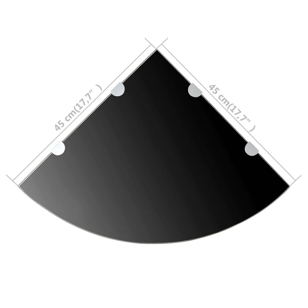 vidaXL Eckablage mit Verchromten Halterungen Glas Schwarz 45x45 cm