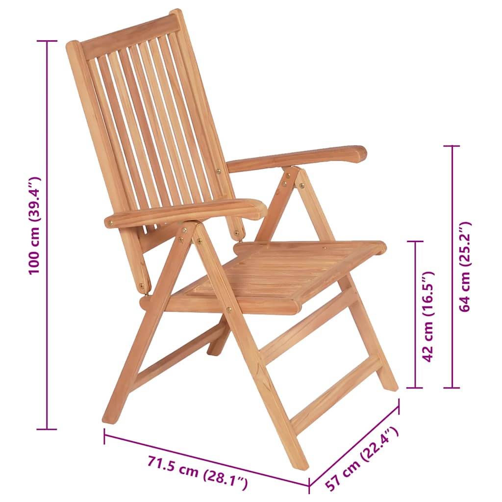 vidaXL Verstellbare Gartenstühle 2 Stk. Massivholz Teak