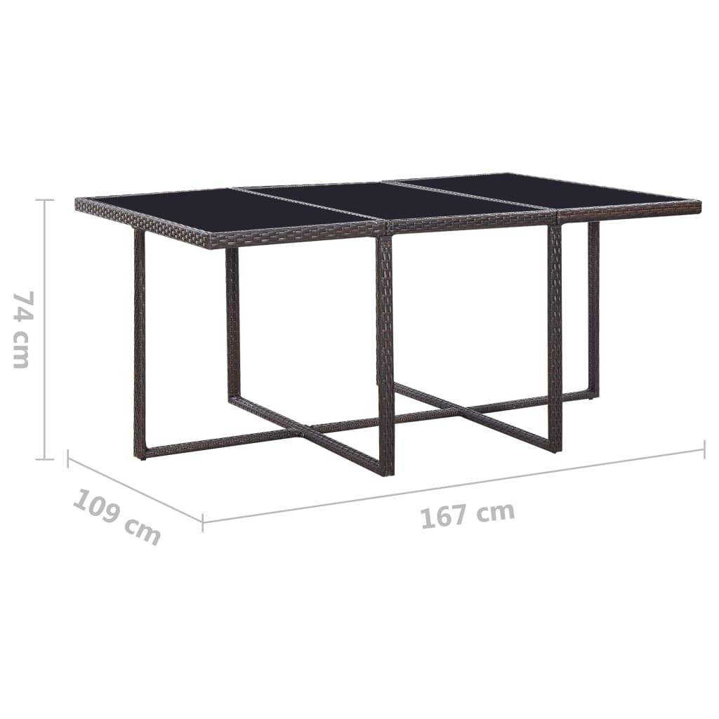 vidaXL 11-tlg. Garten-Essgruppe mit Auflagen Poly Rattan Braun