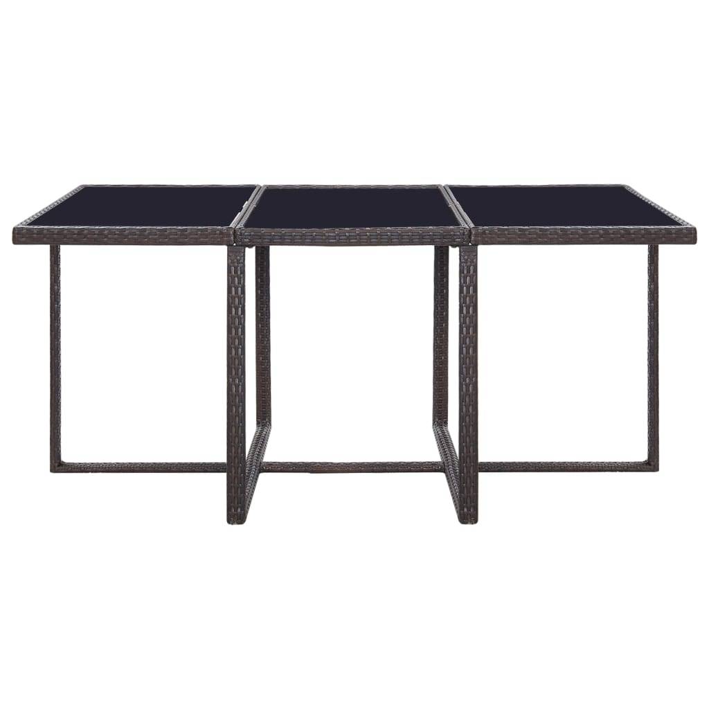 vidaXL 11-tlg. Garten-Essgruppe mit Auflagen Poly Rattan Braun