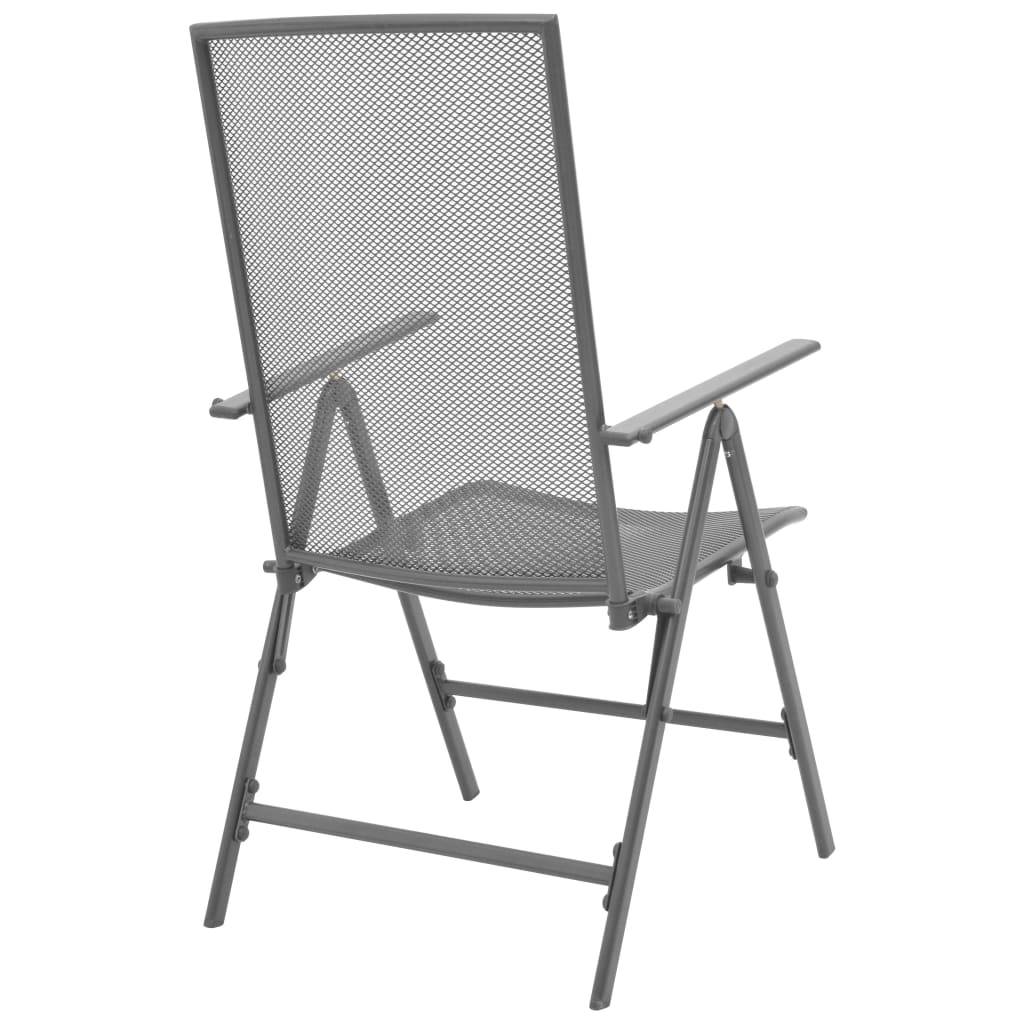 vidaXL Stapelbare Gartenstühle 2 Stk. Stahl Grau