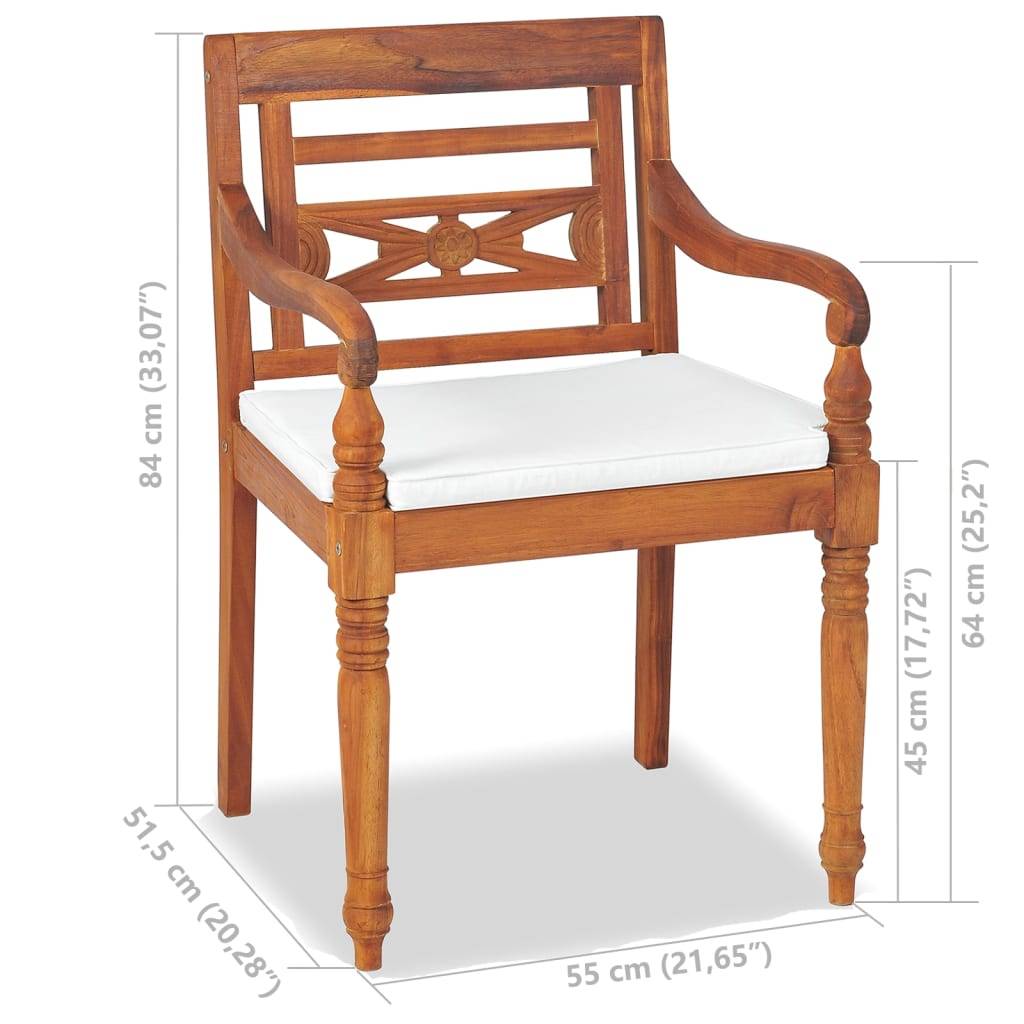 vidaXL 4-tlg. Garten-Lounge-Set mit Auflagen Massivholz Teak