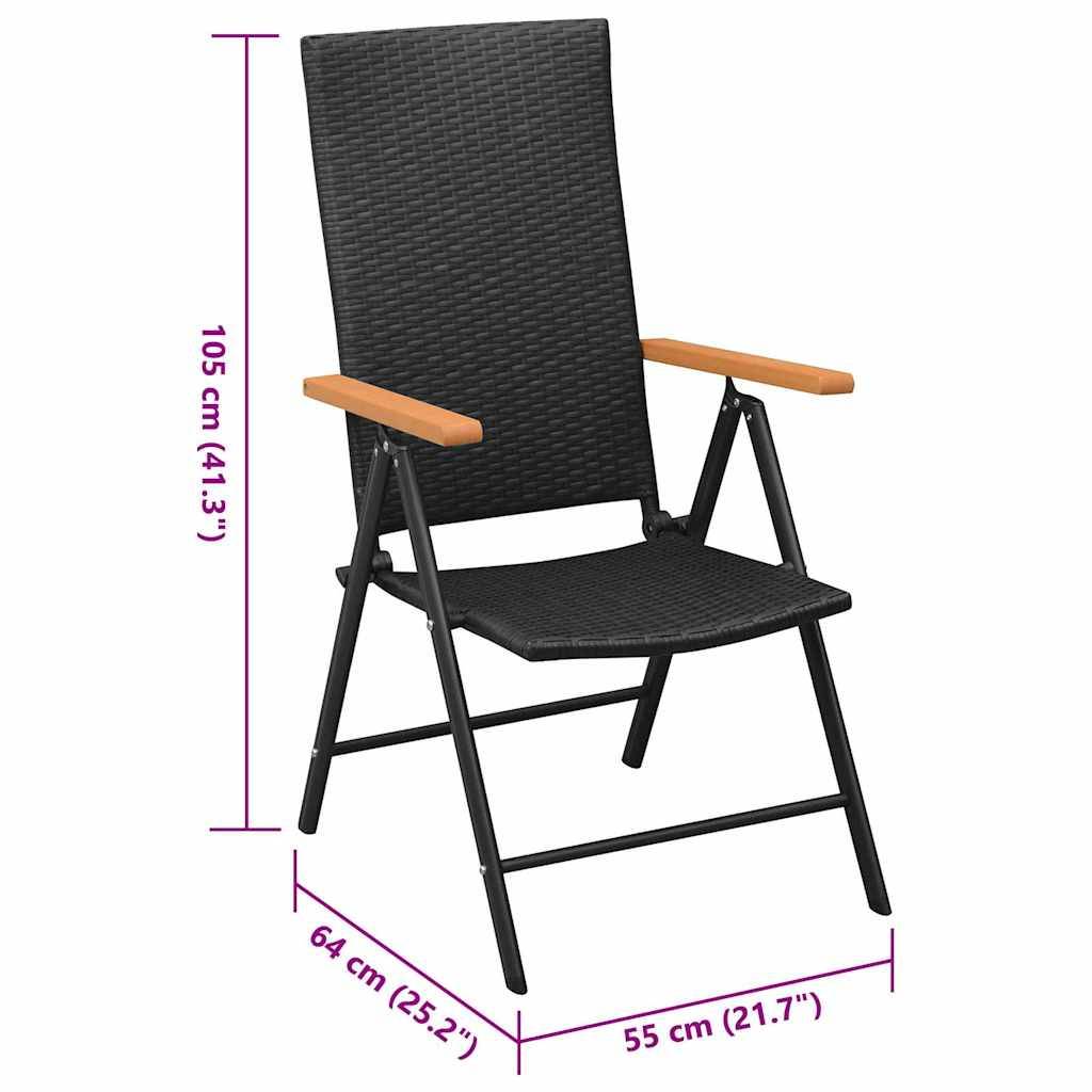 vidaXL Stapelbare Gartenstühle 2 Stk. Poly Rattan Schwarz