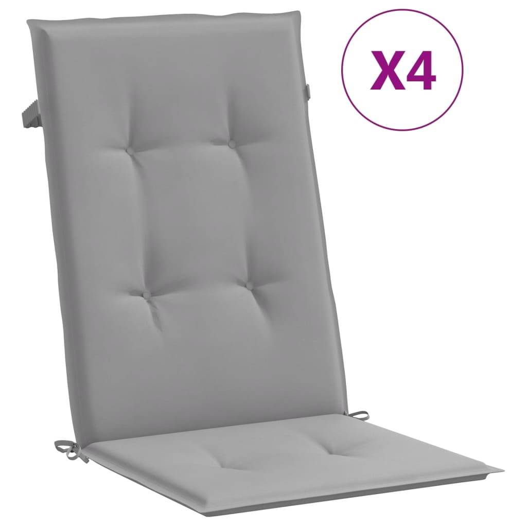 vidaXL Gartenstuhlauflagen für Hochlehner 4 Stk. Grau 120x50x3cm Stoff