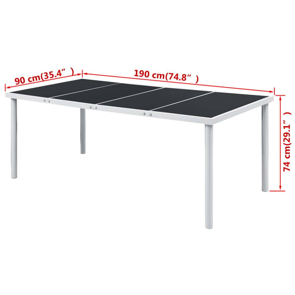 vidaXL Gartentisch 190x90x74 cm Schwarz Stahl