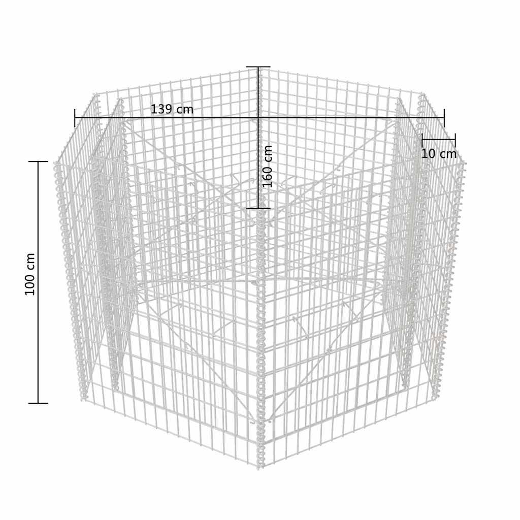 vidaXL Sechseckiges Gabionen-Hochbeet 160×140×100 cm