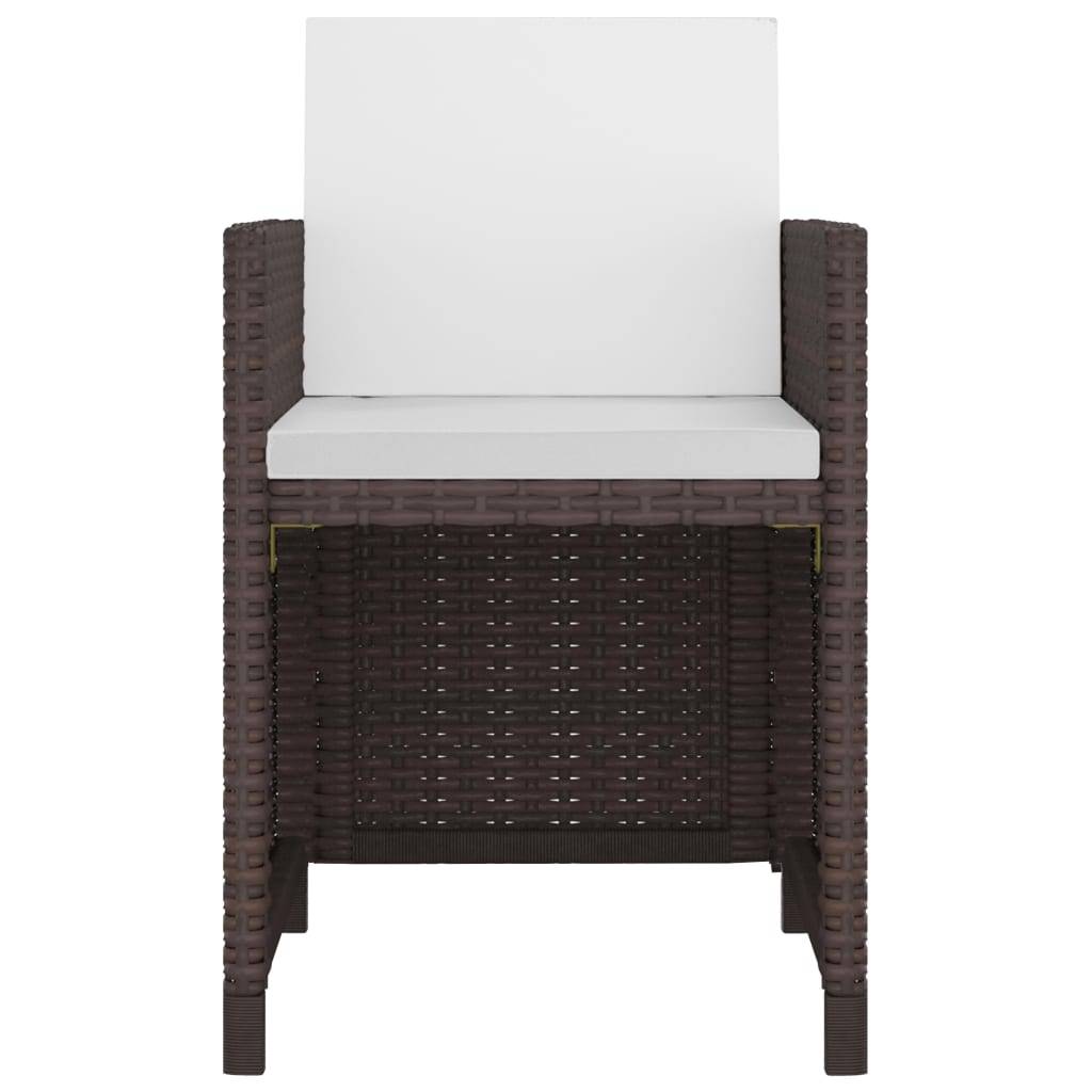 vidaXL 11-tlg. Garten-Essgruppe mit Auflagen Poly Rattan Braun