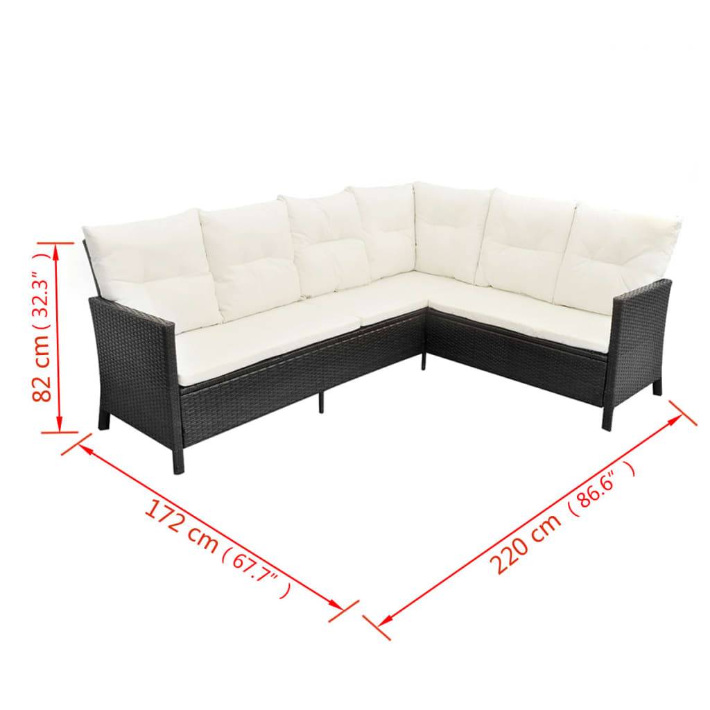 vidaXL 4-tlg. Garten-Lounge-Set mit Auflagen Poly Rattan Schwarz