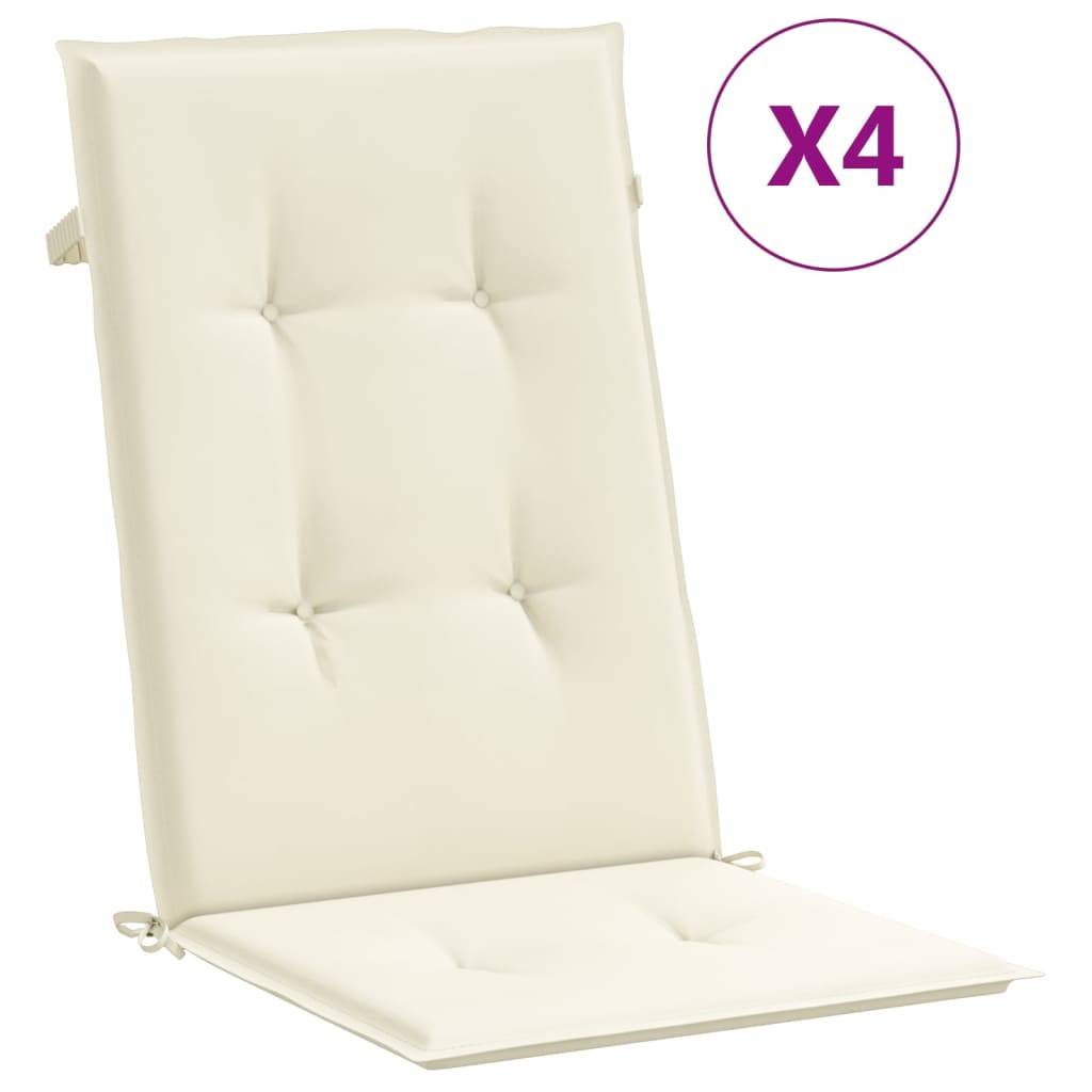 vidaXL Gartenstuhlauflagen für Hochlehner 4Stk. Creme 120x50x3cm Stoff