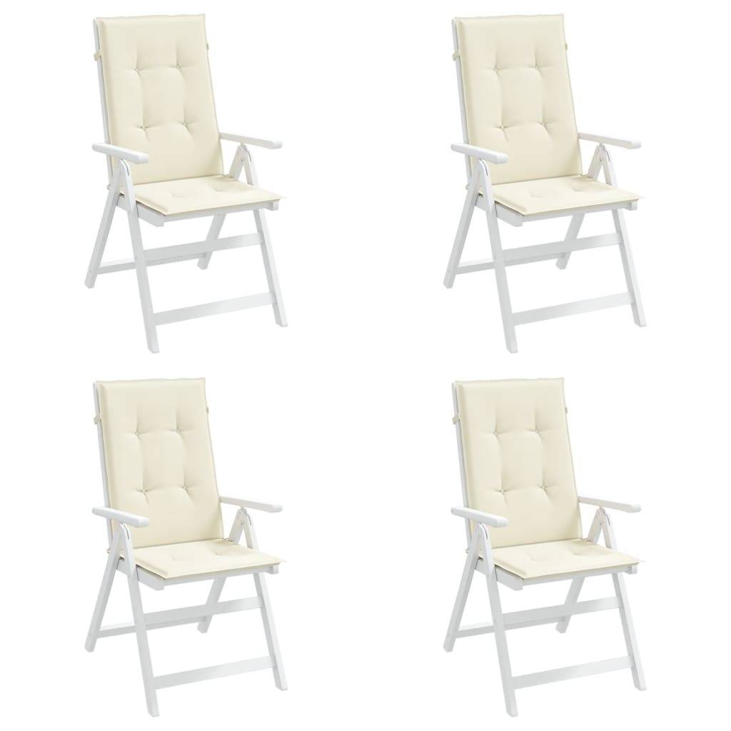 vidaXL Gartenstuhlauflagen für Hochlehner 4Stk. Creme 120x50x3cm Stoff