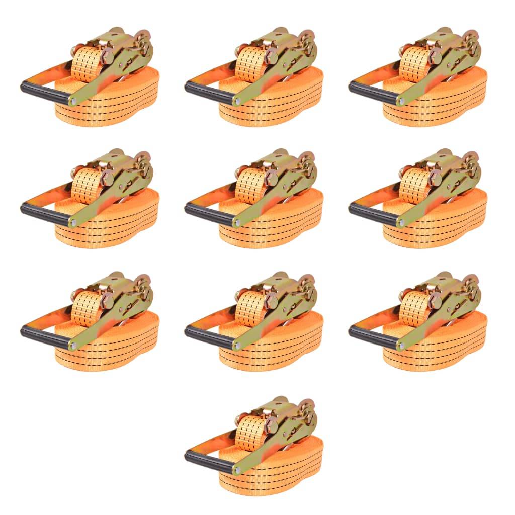 vidaXL Ratschen-Spanngurte 10 Stk. 2 Tonnen 8m×50mm Orange