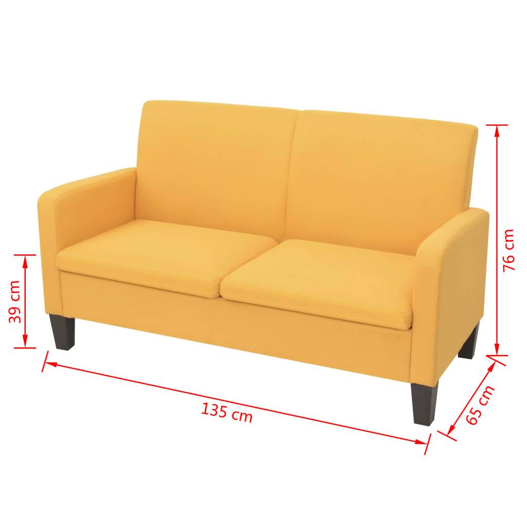 vidaXL Sofa 2-Sitzer 135x65x76 cm Gelb