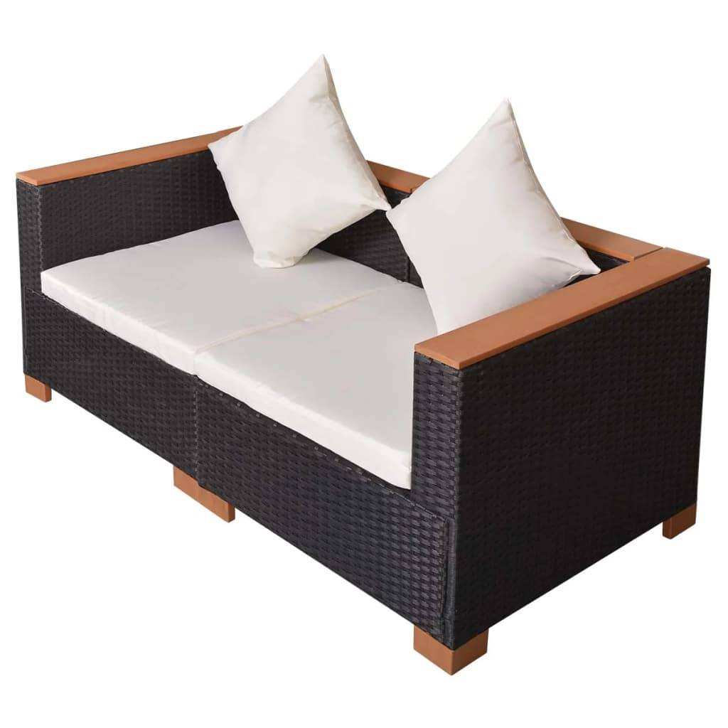 vidaXL Gartensofa Poly Rattan Schwarz