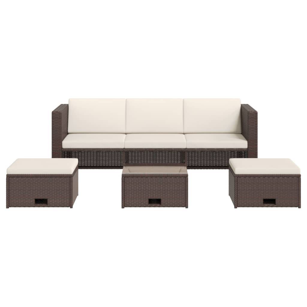 vidaXL 4-tlg. Garten-Lounge-Set mit Auflagen Poly Rattan Braun
