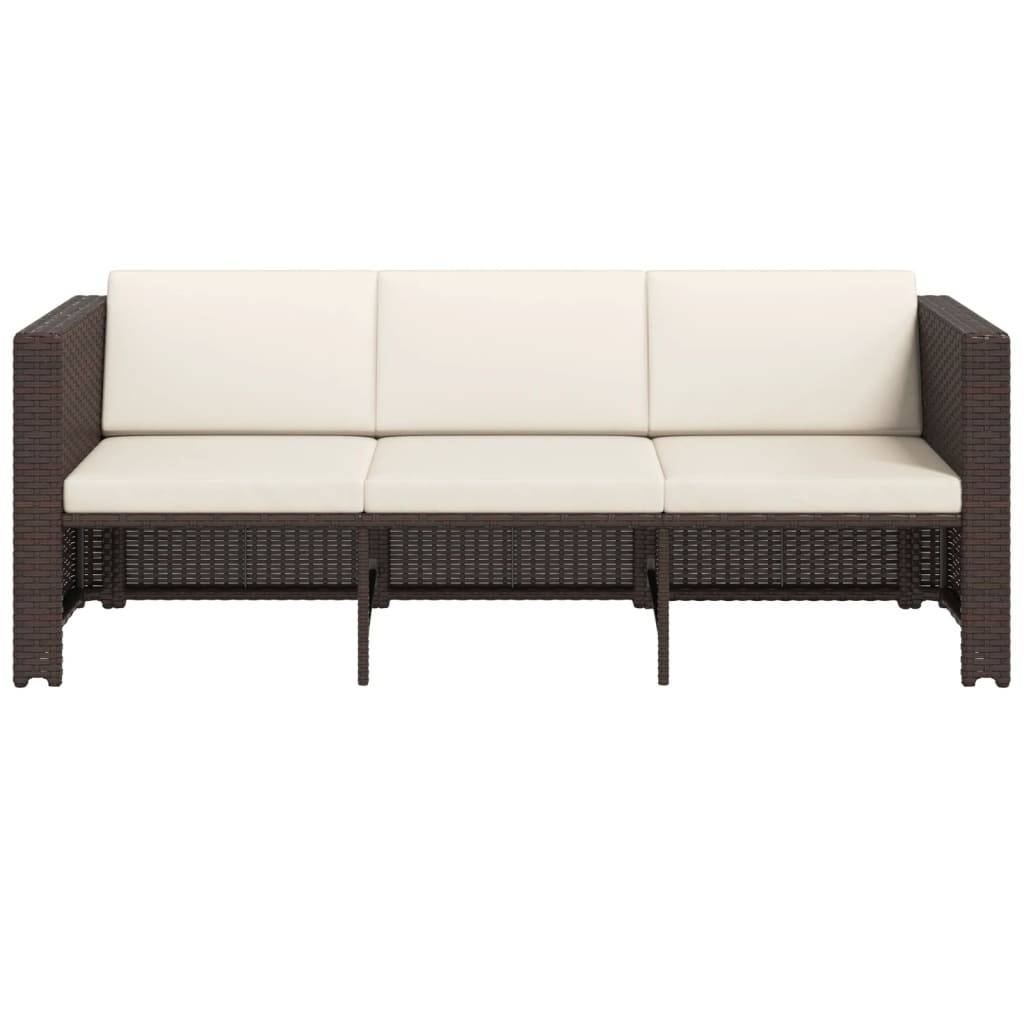 vidaXL 4-tlg. Garten-Lounge-Set mit Auflagen Poly Rattan Braun