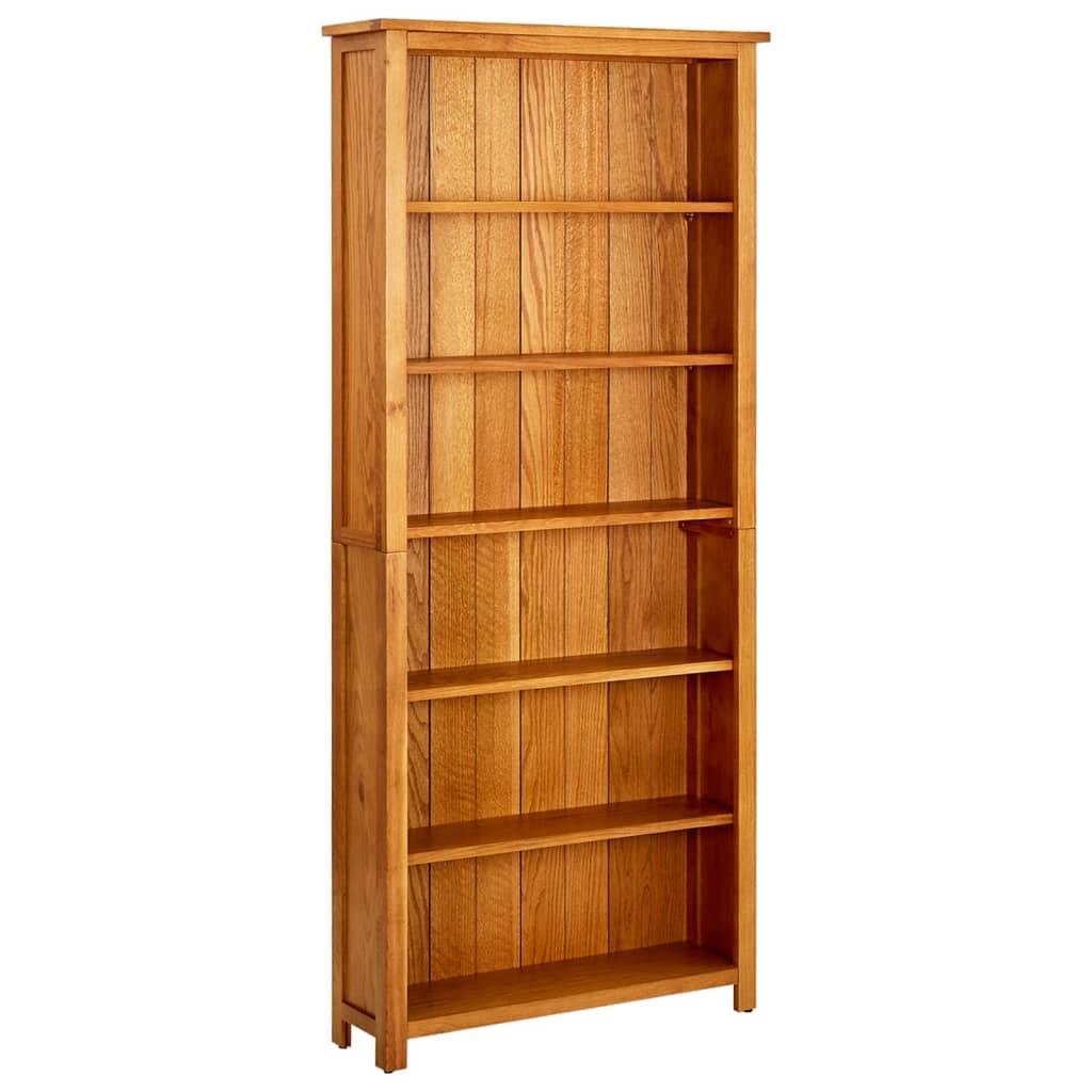 vidaXL Bücherregal 6 Fächer 80x22,5x180 cm Massivholz Eiche
