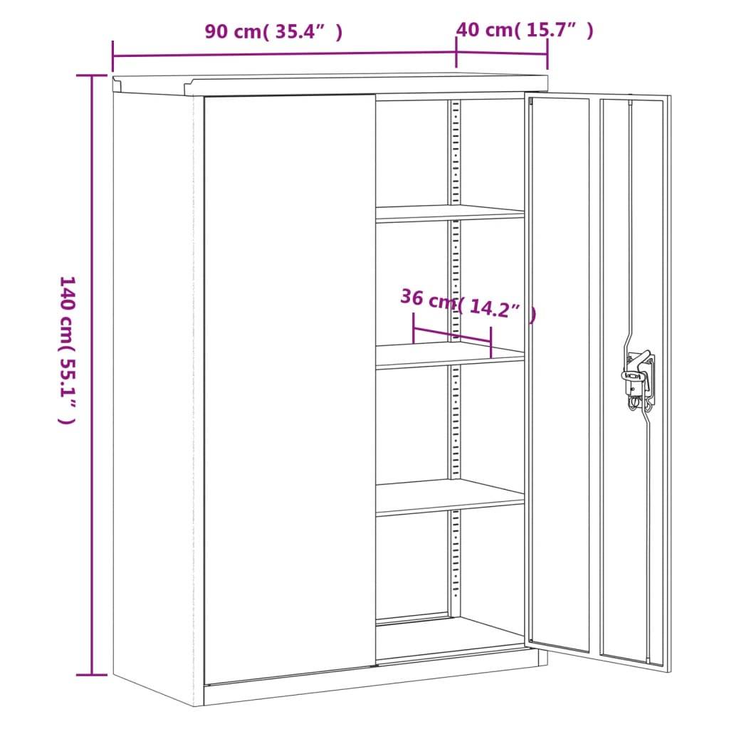 vidaXL Aktenschrank Hellgrau 90x40x180 cm Stahl