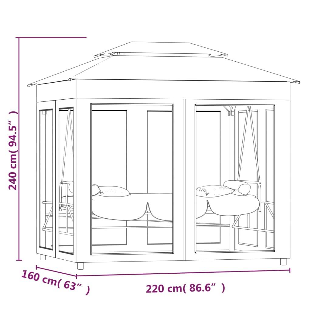 vidaXL Pavillon Umwandelbare Schaukelbank Cremeweiß