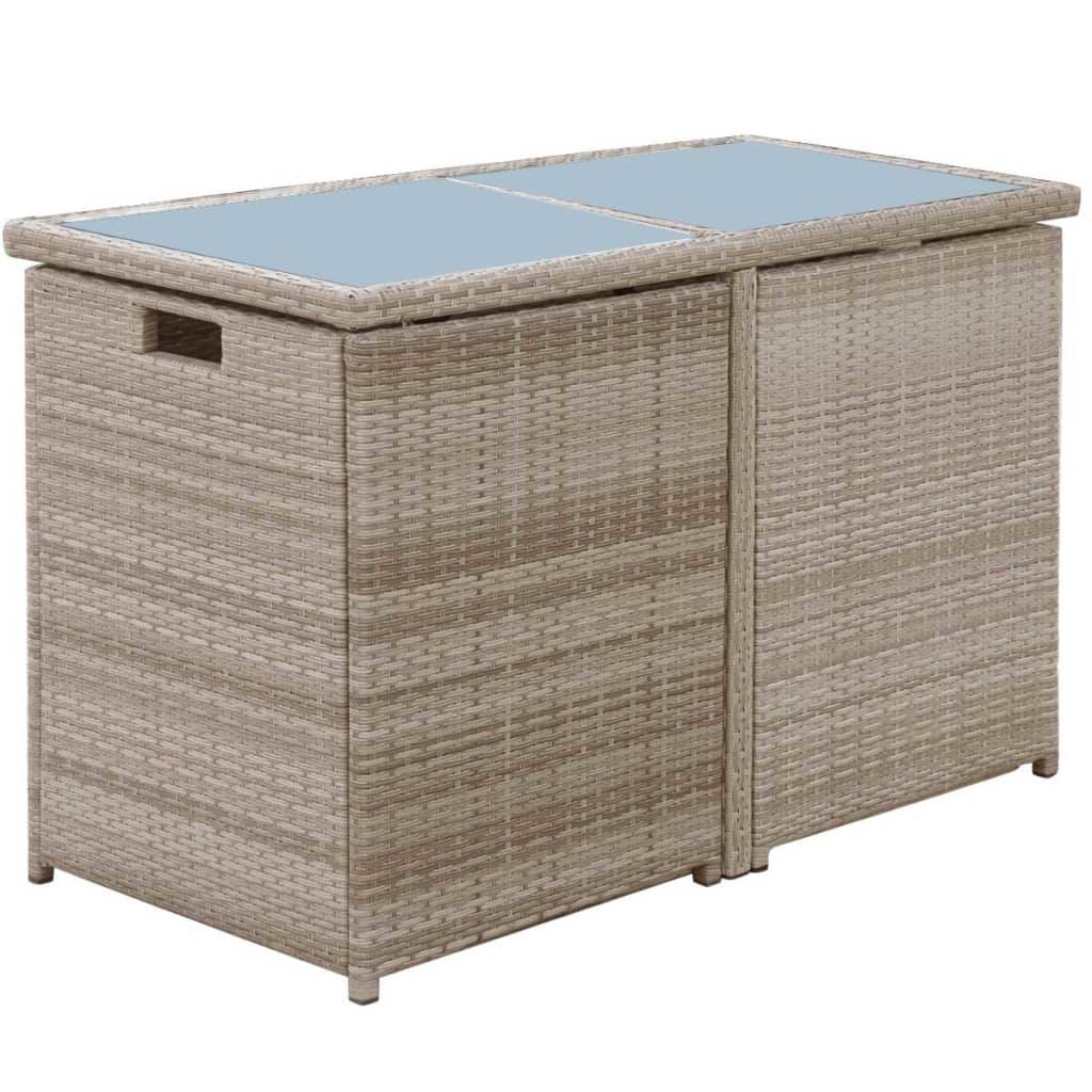 vidaXL 3-tlg. Bistro-Set mit Auflagen Poly Rattan Beige