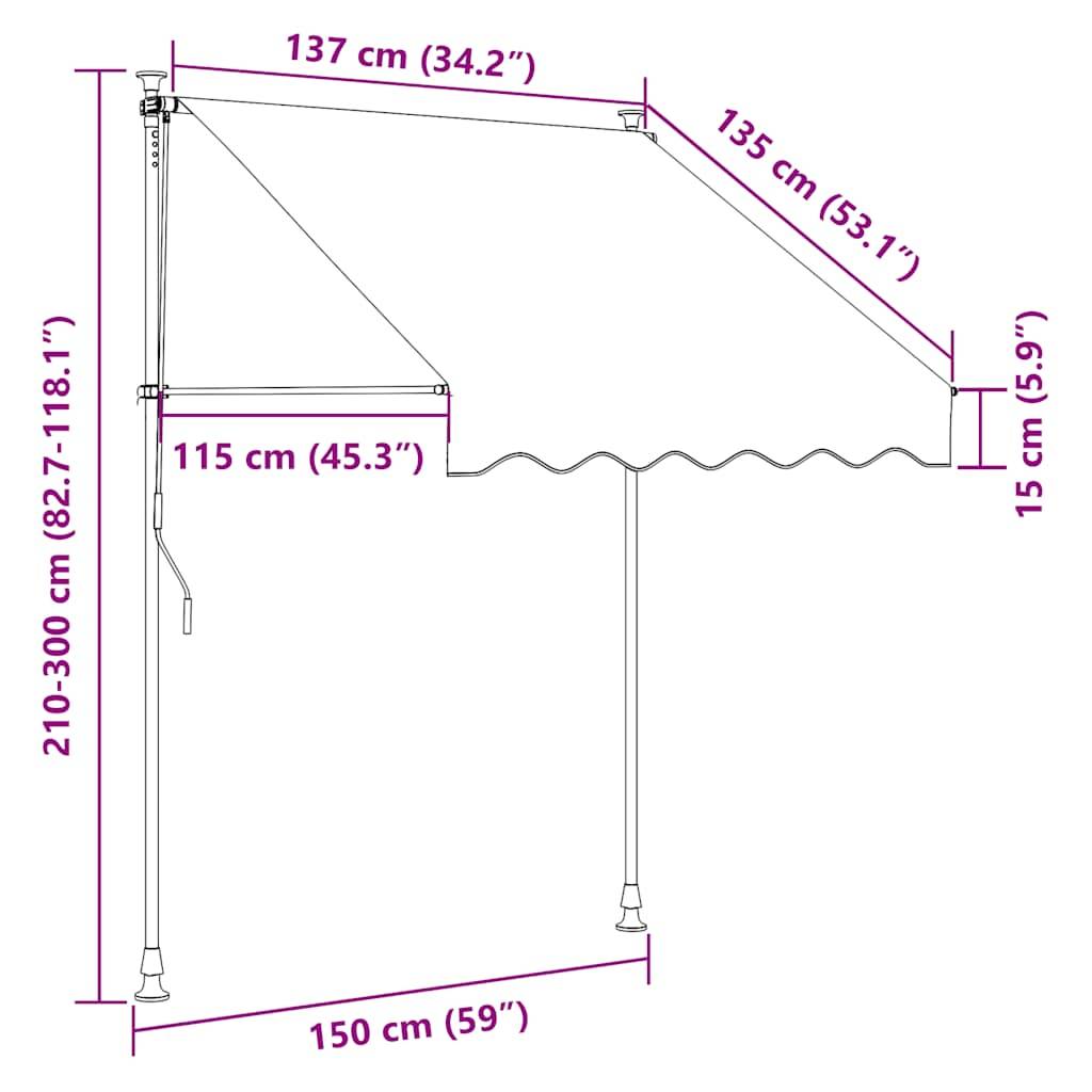 vidaXL Einziehbare Markise Handbetrieben 150 cm Gelb/Blau Gestreift