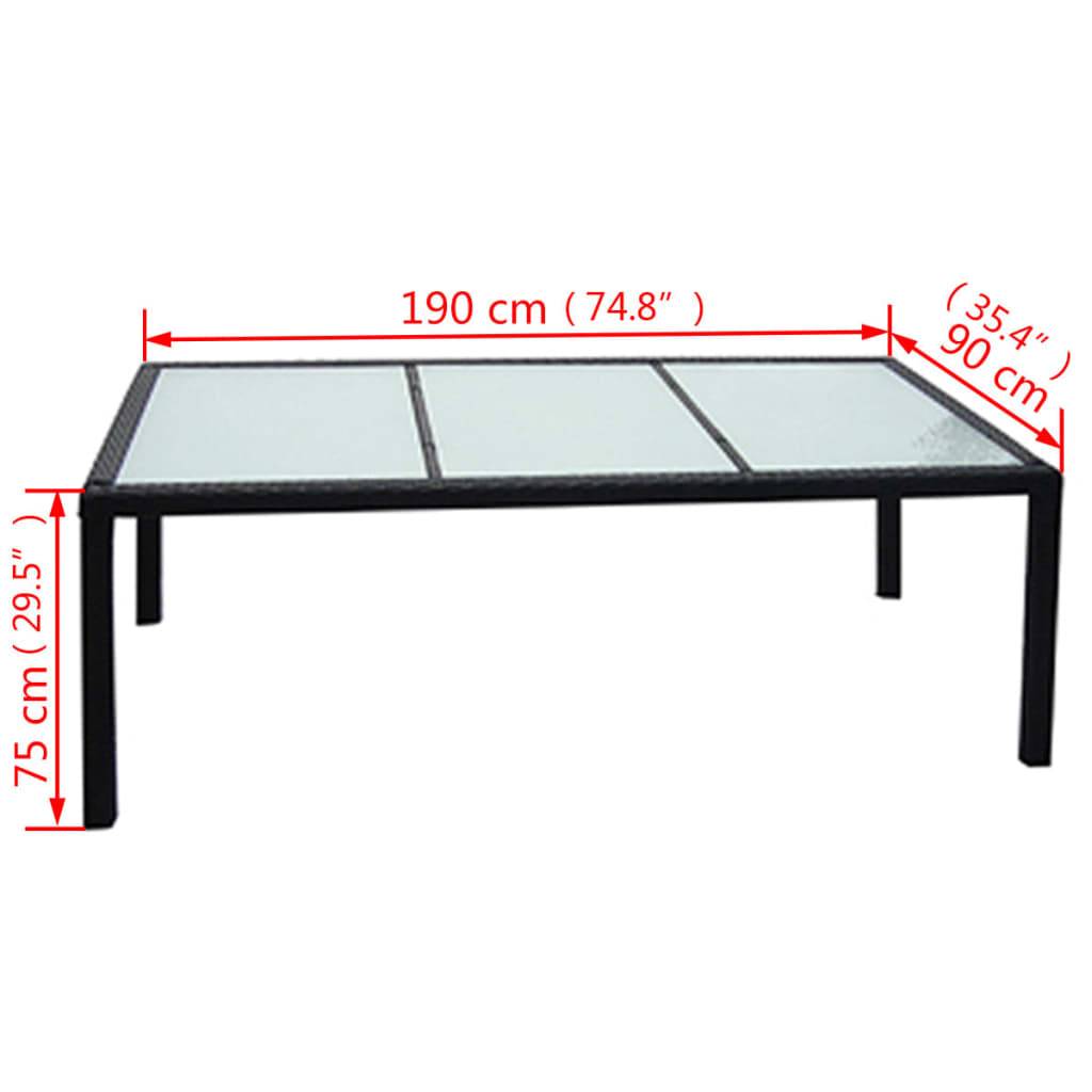 vidaXL 9-tlg. Garten-Essgruppe mit Auflagen Poly Rattan Schwarz