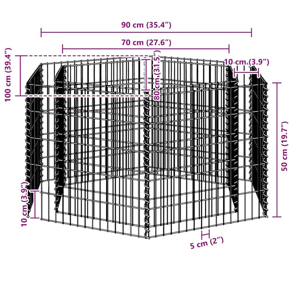 vidaXL Sechseckiges Gabionen-Hochbeet 100×90×50 cm