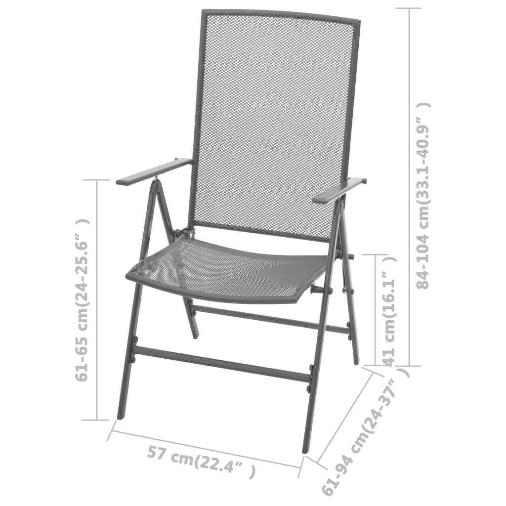 vidaXL Stapelbare Gartenstühle 2 Stk. Stahl Grau