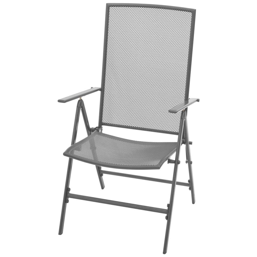 vidaXL Gartenstuhl-Set 3-tlg. Verstellbar Pulverbeschichteter Stahl