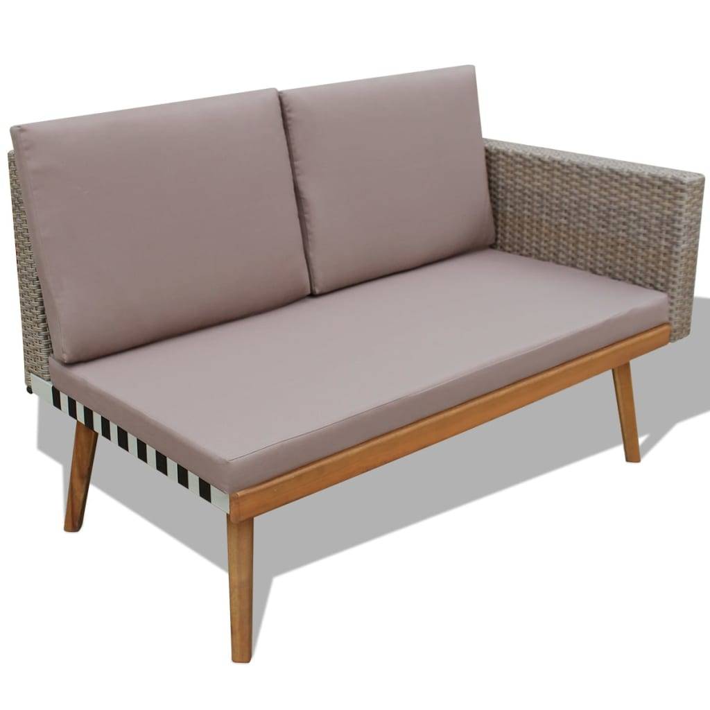 vidaXL 4-tlg. Garten-Lounge-Set mit Auflagen Poly Rattan Grau