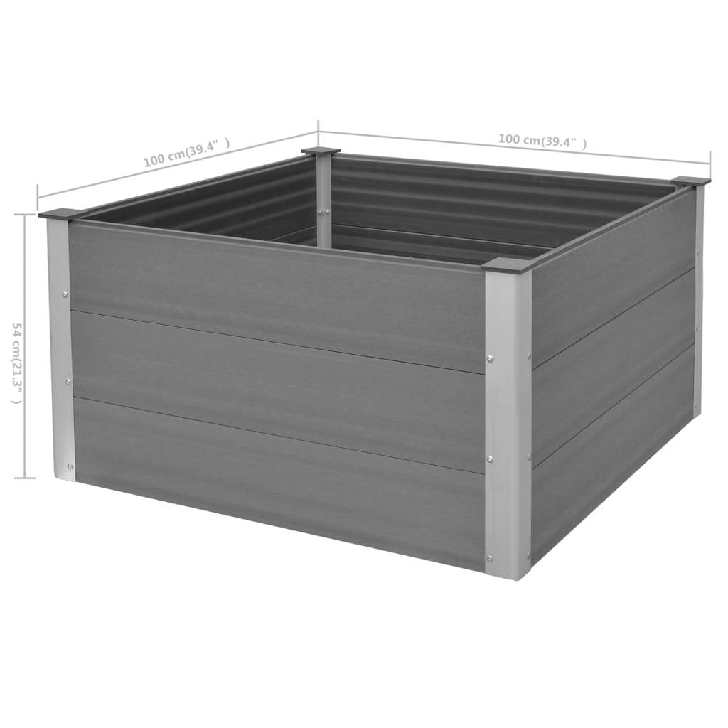vidaXL Garten-Hochbeet WPC 100 x 100 x 54 cm Grau
