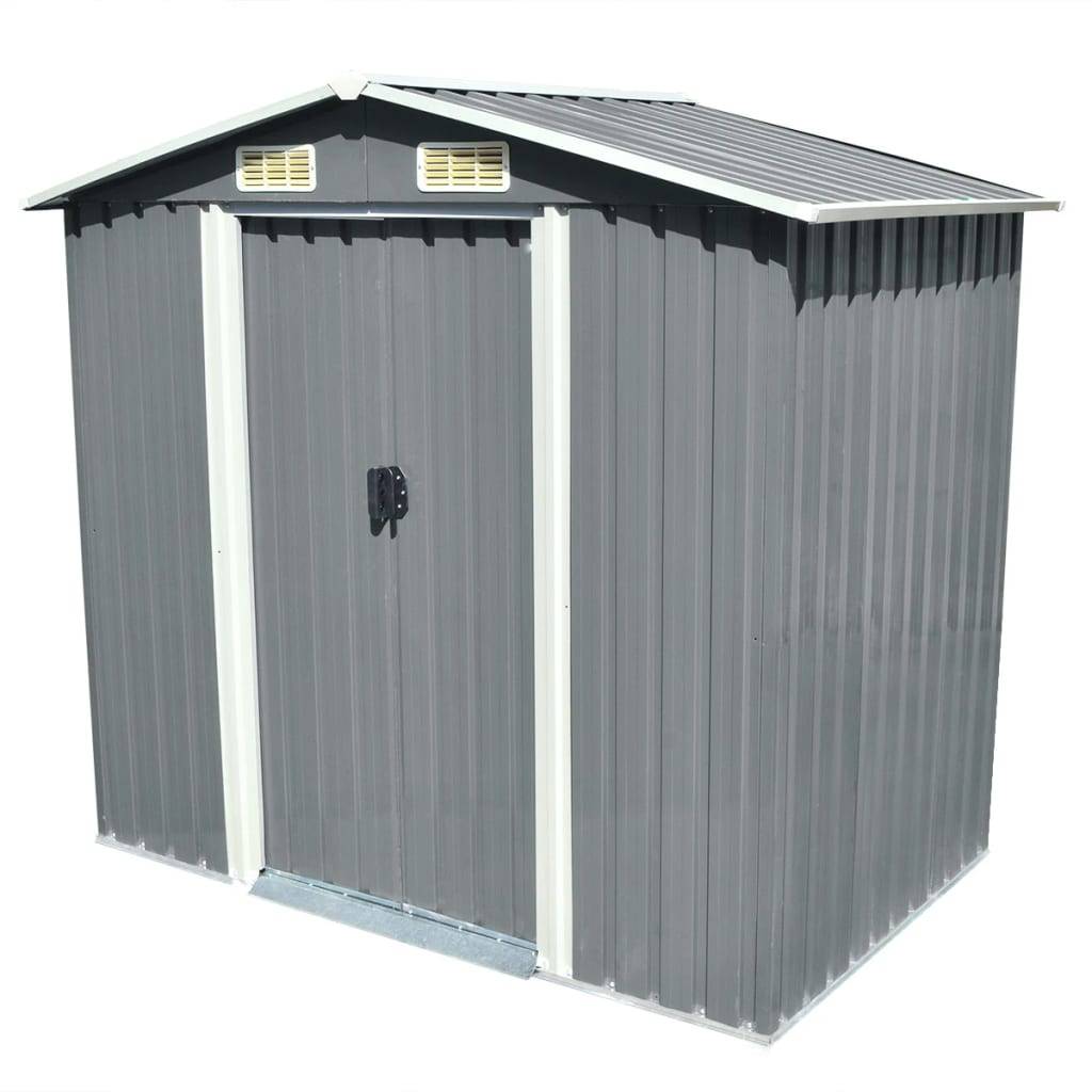 vidaXL Gartenschuppen Grau Metall 204 x 132 x 186 cm