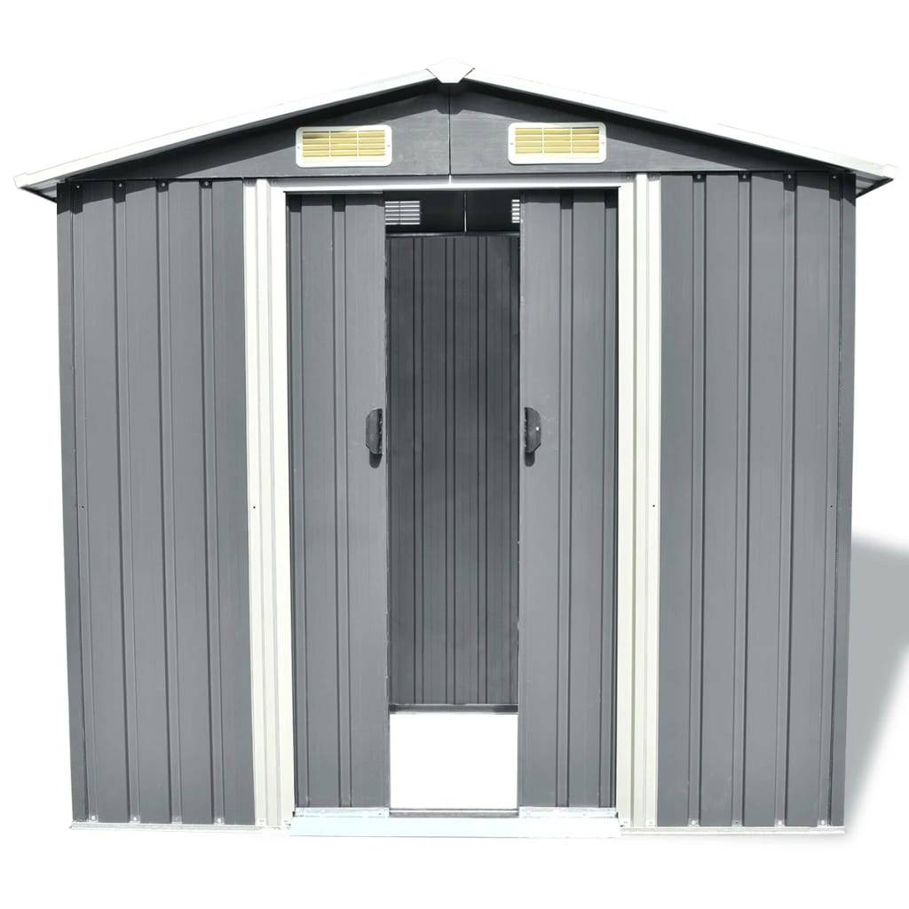 vidaXL Gartenschuppen Grau Metall 204 x 132 x 186 cm