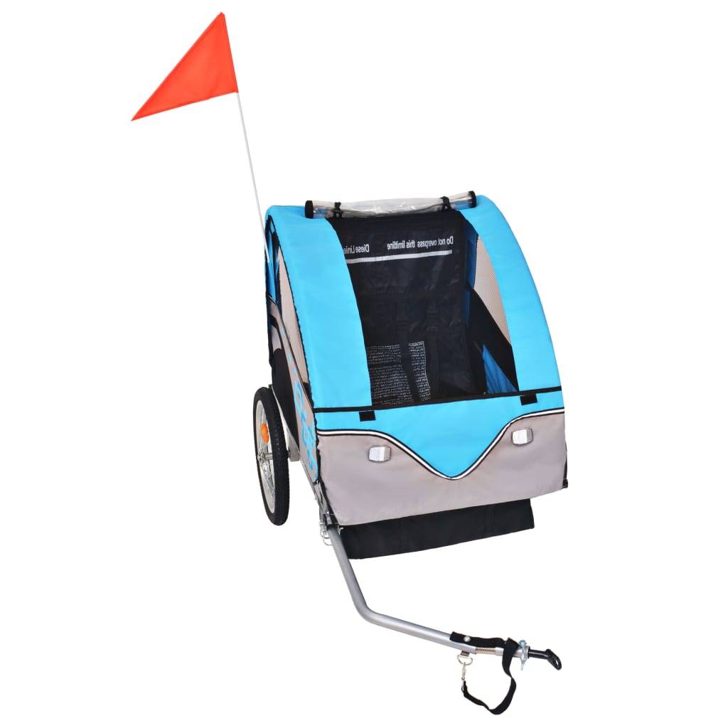 vidaXL Fahrradanhänger Grau und Blau 30 kg