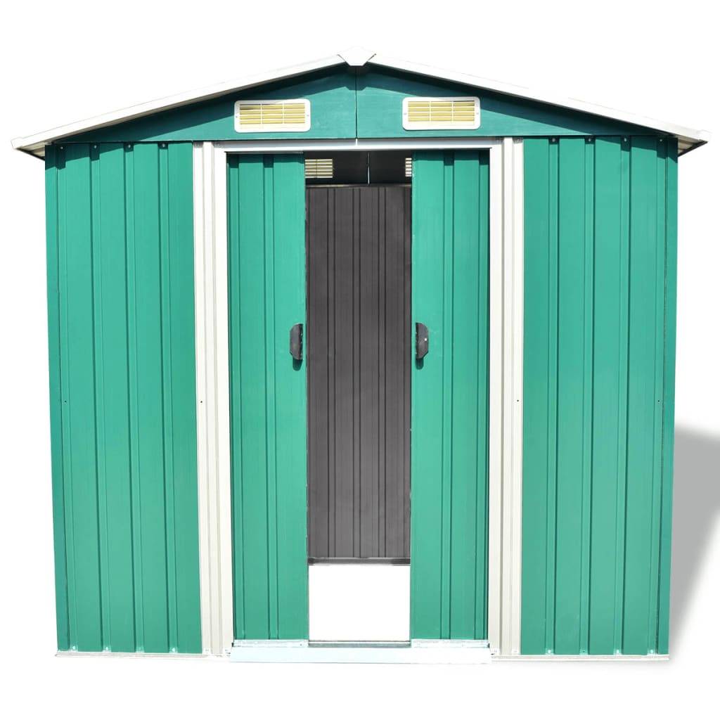 vidaXL Gartenschuppen Grün Metall 204 x 132 x 186 cm
