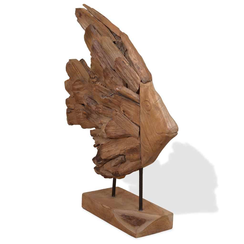 vidaXL Fisch-Skulptur Teak 40x12x57 cm