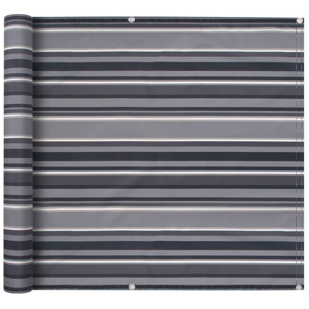 vidaXL Balkonsichtschutz Oxford-Gewebe 90×400 cm Gestreift Grau
