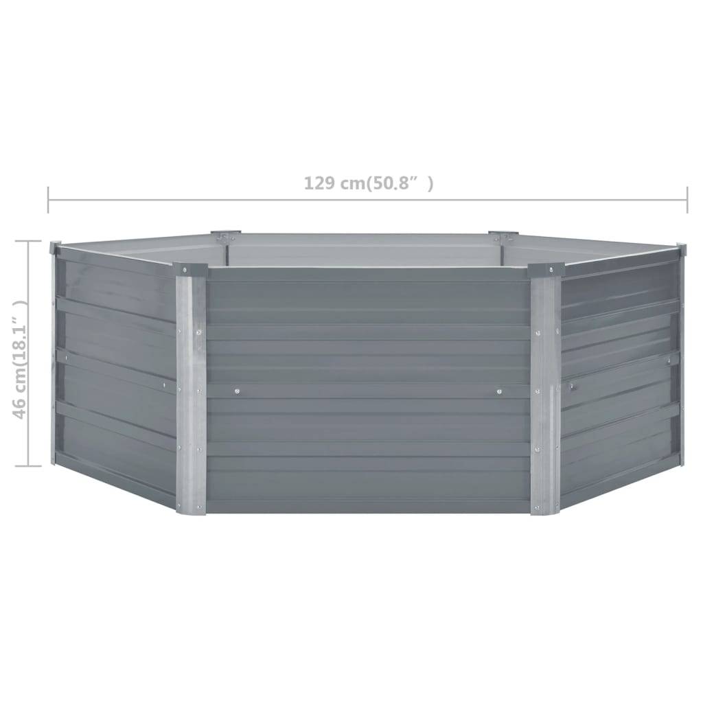 vidaXL Hochbeet 129 x 129 x 46 cm Verzinkter Stahl Grau