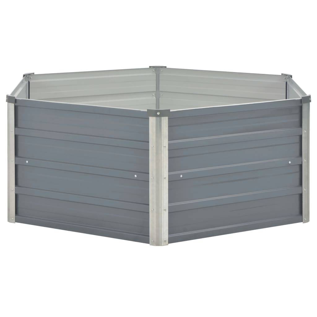vidaXL Hochbeet 129 x 129 x 46 cm Verzinkter Stahl Grau