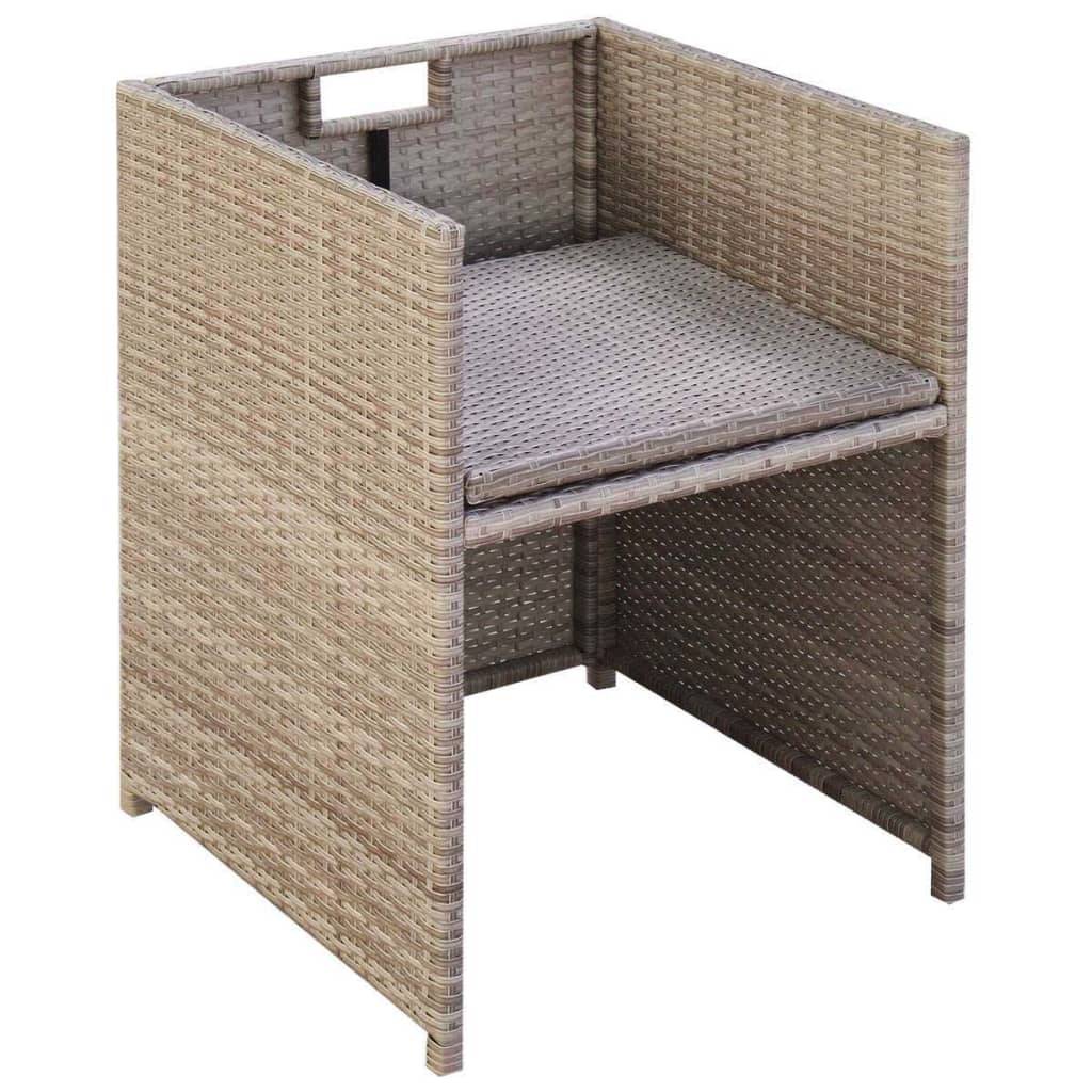 vidaXL Gartenstühle 2 Stk. mit Polstern und Kissen Poly Rattan Beige