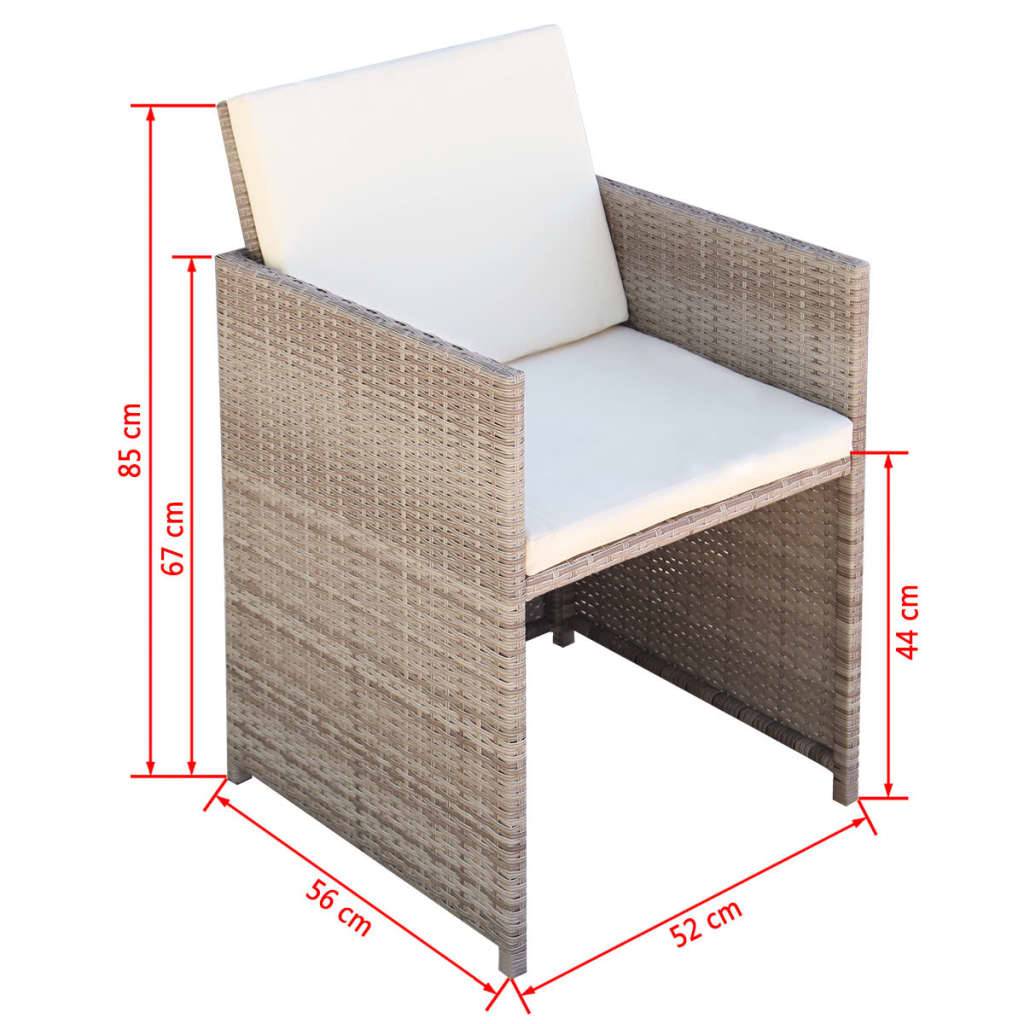 vidaXL Gartenstühle 2 Stk. mit Polstern und Kissen Poly Rattan Beige