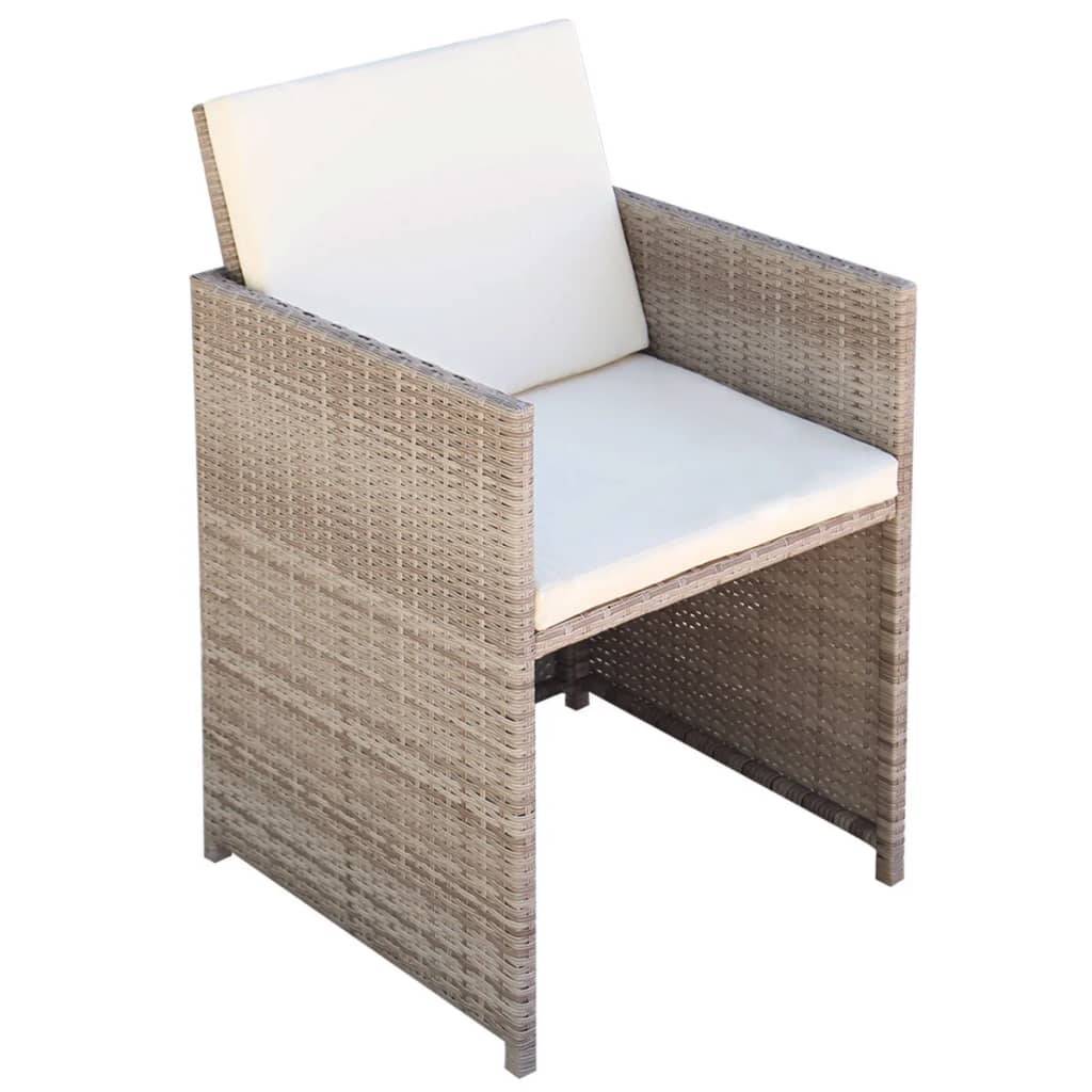 vidaXL Gartenstühle 2 Stk. mit Polstern und Kissen Poly Rattan Beige