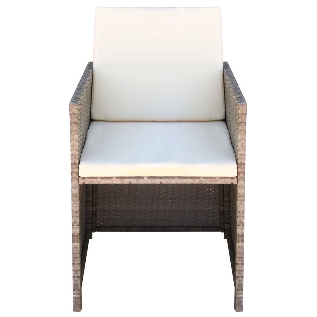 vidaXL Gartenstühle 2 Stk. mit Polstern und Kissen Poly Rattan Beige