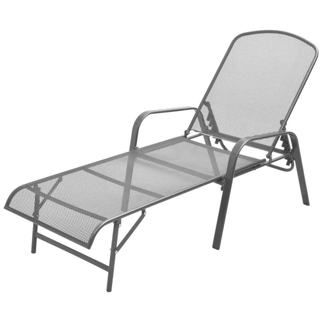 vidaXL Sonnenliegen 2 Stk. mit Tisch Stahl Anthrazit