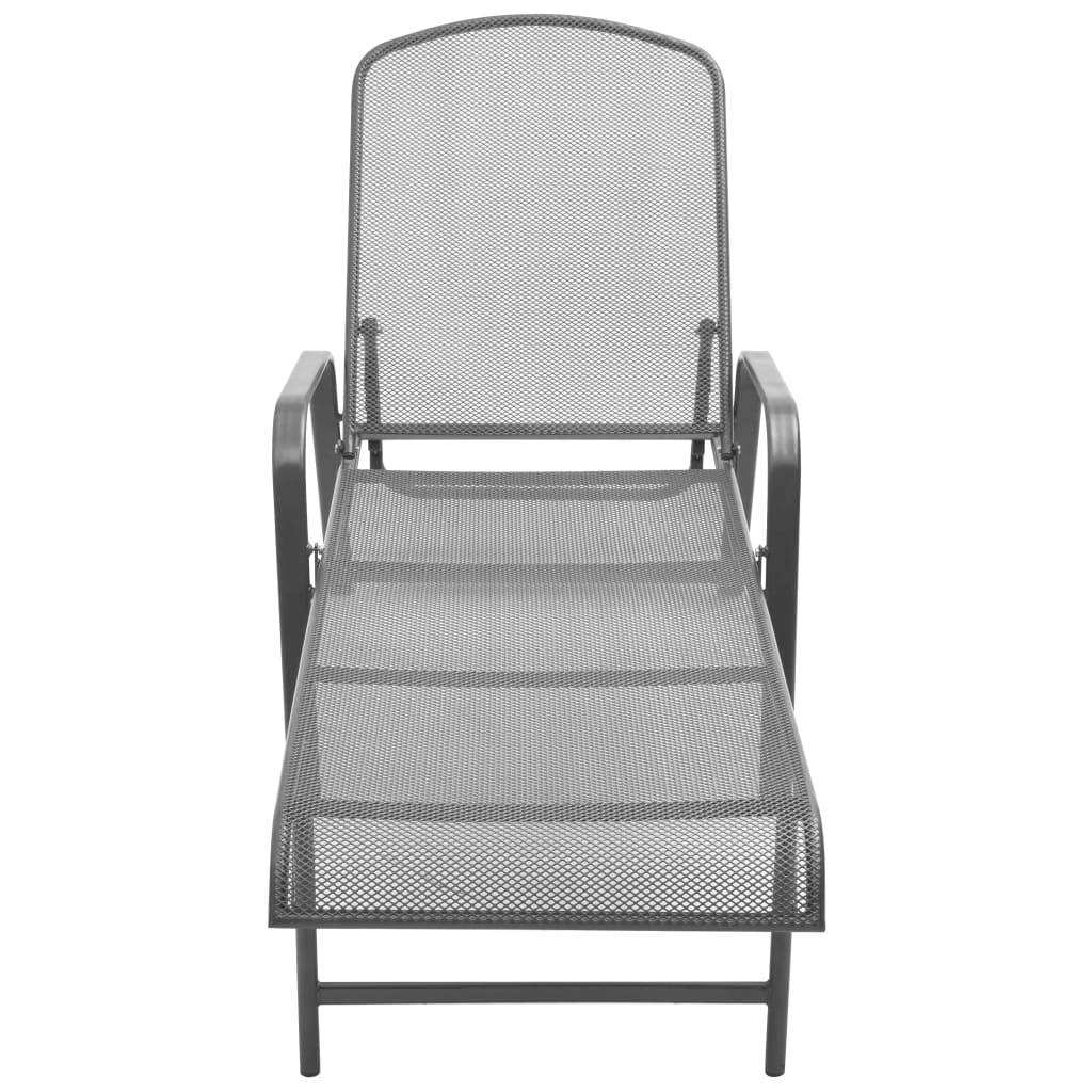 vidaXL Sonnenliegen 2 Stk. mit Tisch Stahl Anthrazit