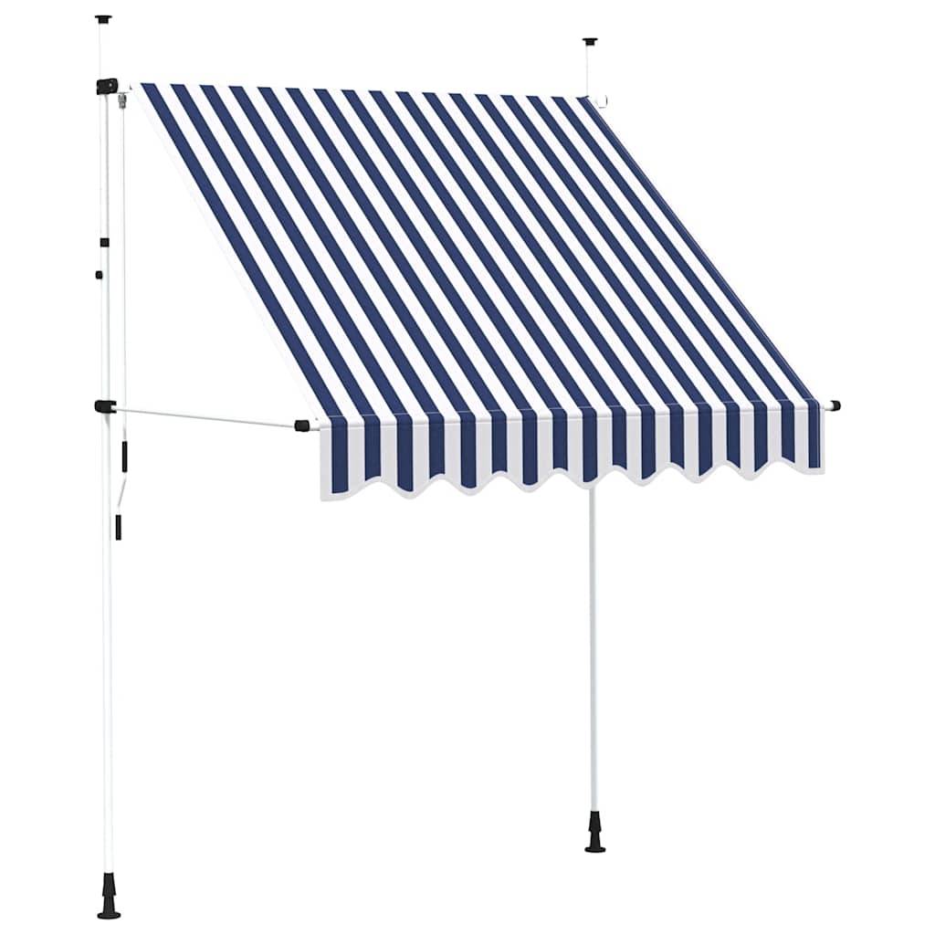 vidaXL Einziehbare Markise Handbetrieben 200 cm Blau/Weiß Gestreift