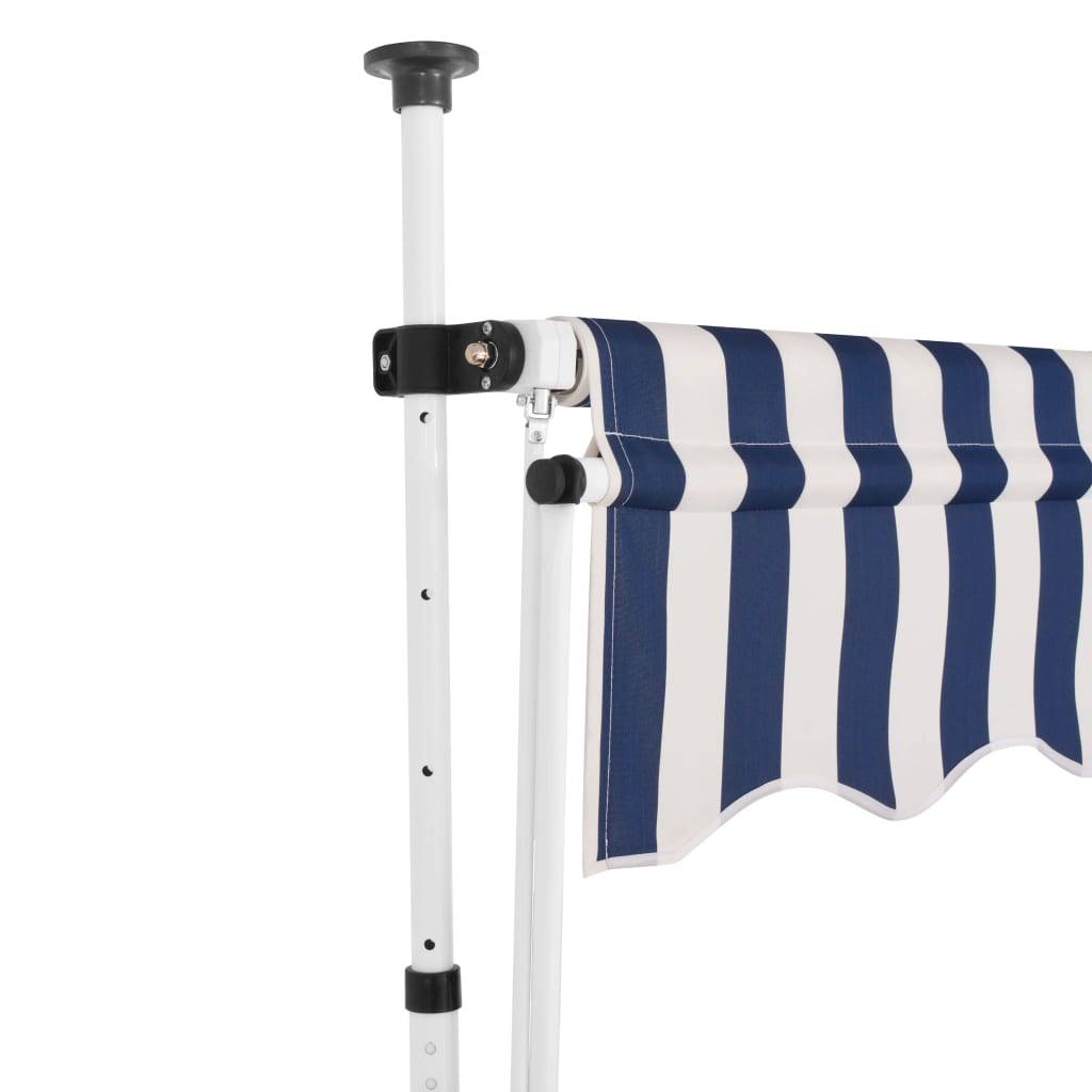 vidaXL Einziehbare Markise Handbetrieben 300 cm Blau/Weiß Gestreift