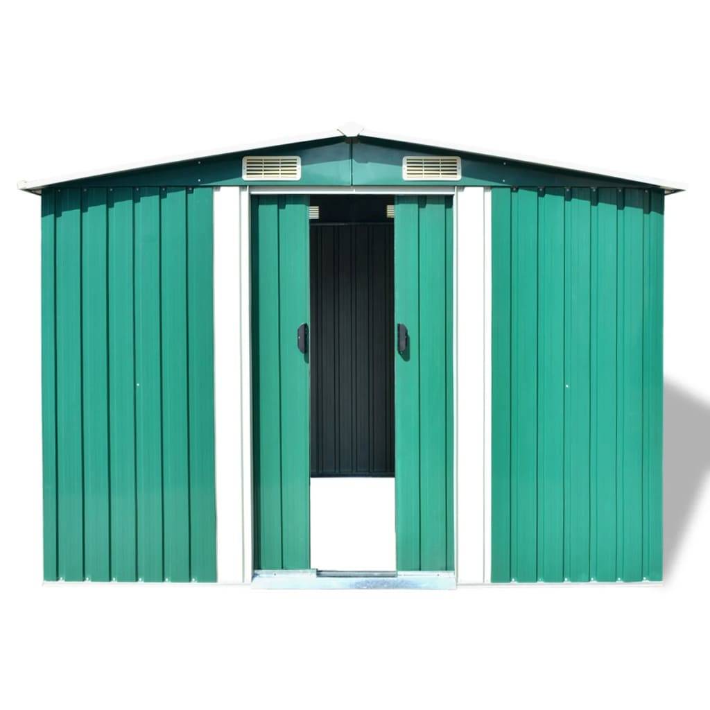 vidaXL Gartenschuppen Grün Metall 257 x 205 x 178 cm